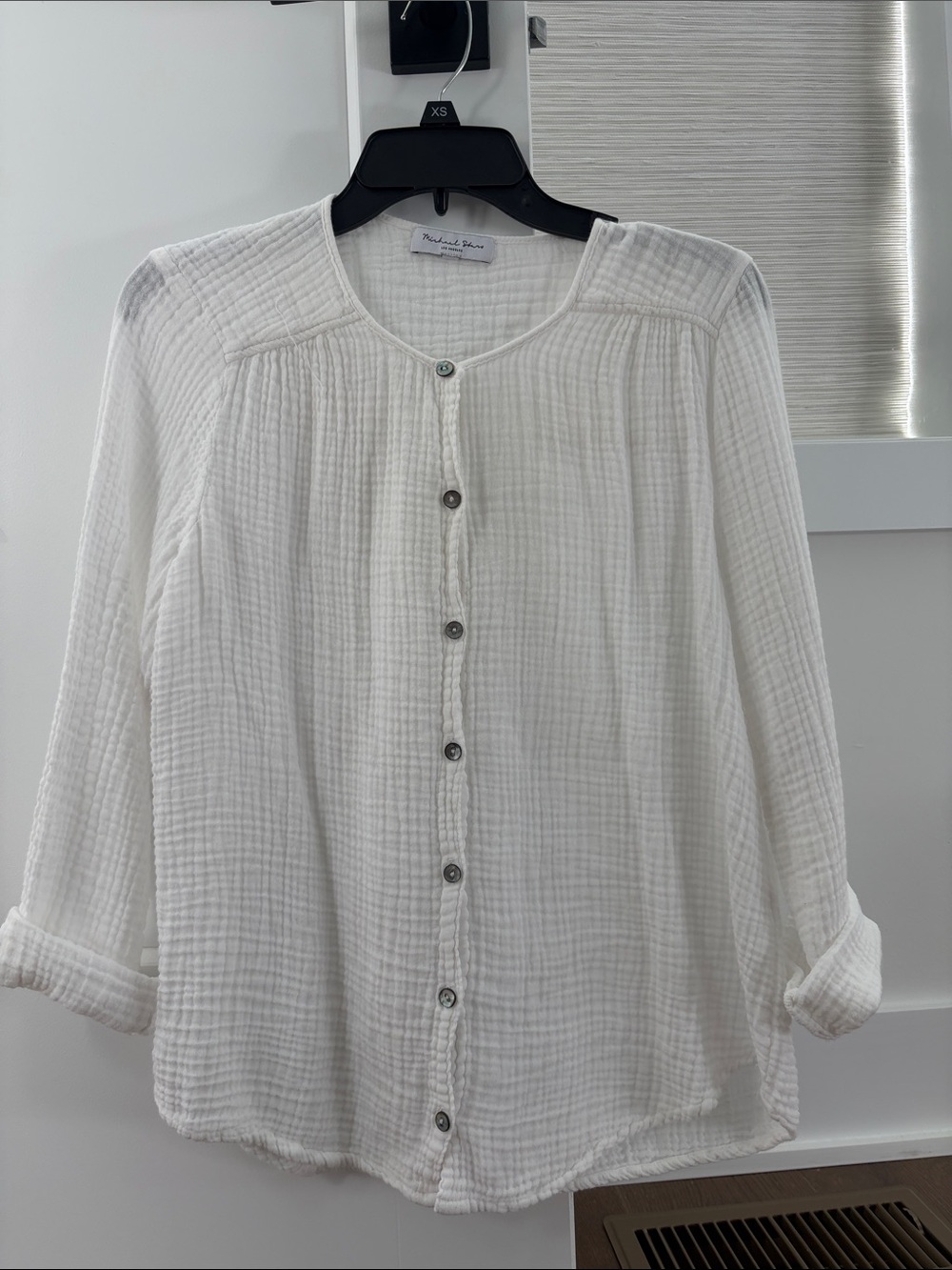 Michael Stars White Gauze Button-Down Shirt